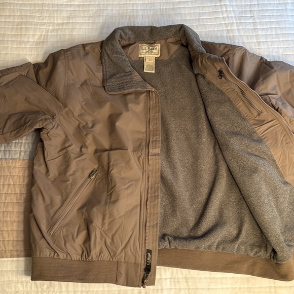 LL Bean Men’s Warm-Up Fleece Lined Jacket. Size XL Color:  Taupe Brown. - Picture 2 of 5